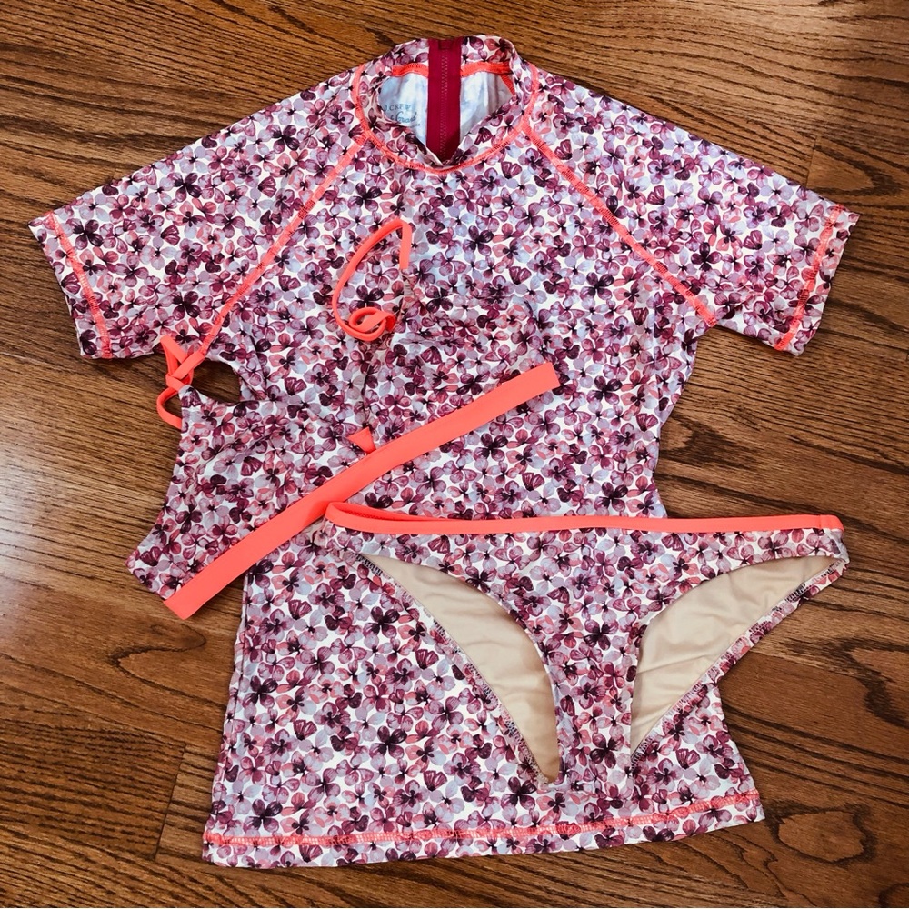 Liberty x JCrew 3pc rash guard bikini swim set small - Picture 4 of 7